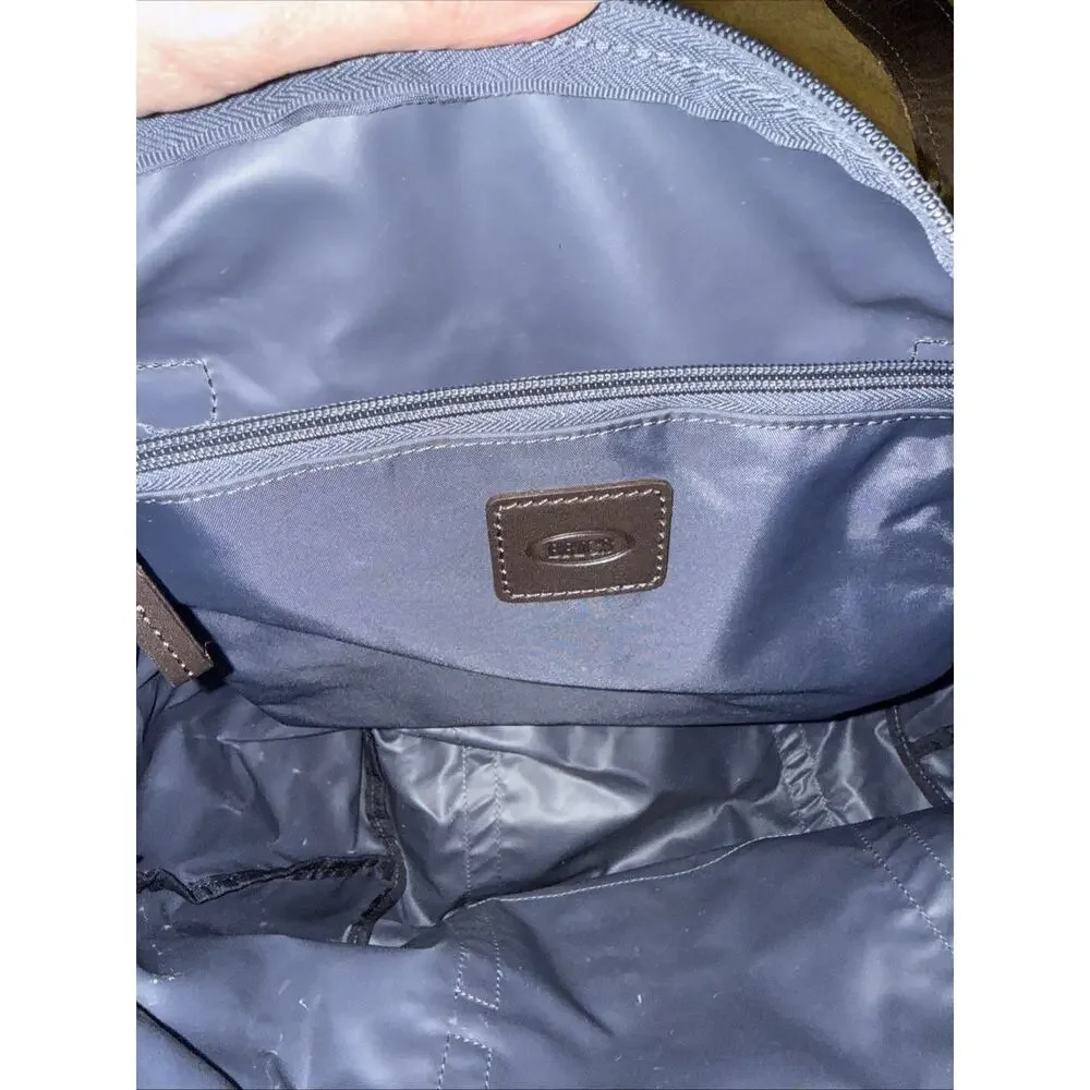 Brics Navy Nylon, Dark Brown Leather Trim, 16w 14t
